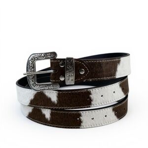 Brown and White Leather Belt